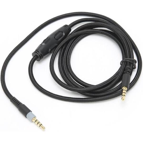 Hörlurskabel 3,5 mm hane till hane ljudkabel med volymkontroll för kompatibel med Hyperx Cloud -Woh