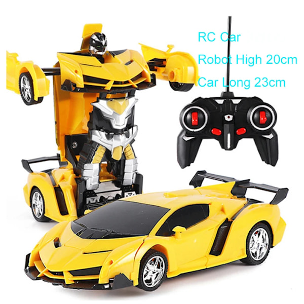 24cm 1:18 RC-bil leksak fjärrstyrd transformationsrobot en knapp deformation elektrisk fjärrstyrd leksak polisbilar för barn pojke e01 NO USB(.112)