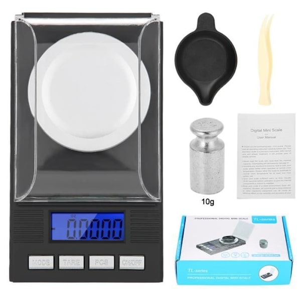 0.001G Hög Precision Mini Bärbar Fickvåg för Smycken med LED Digital Display (10G) Cyan5900