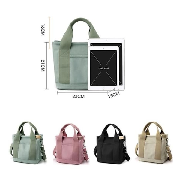 Japansk Handgjord Multi-Pocket Dragkedja Tygväska Stor Kapacitet Canvas Handväska För Kvinnor Svart