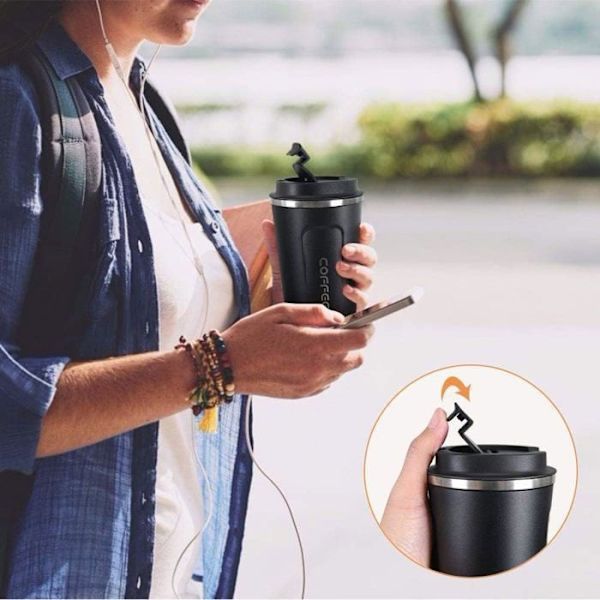 380 ml isolerad kaffemugg, resekaffemugg isolerad kopp för kaffe och te på språng