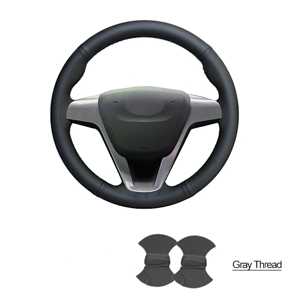 Handsydd svart PU-läder rattöverdrag för Lada Vesta 2015 2016 2017 2018 2019 2020 Xray grey thread