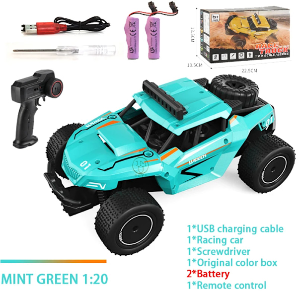 Nyaste RC-bilen med LED-lampor, 2,4G radiostyrda bilar 1:20 buggy terrängstyrda lastbilar, leksaker för pojkar och barn K20-2 Blue 2 B