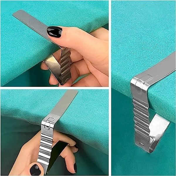 Bordsduksklämma - Fästklämma - Rostfritt stål - Silver - 7,2X5,5X1,2Cm - 6 stycken Silver