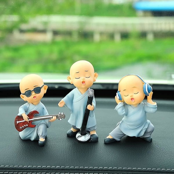 Søte Mini Happy Baby Buddha-figurer - Sett med 3 - Perfekt for hjemme-, kontor- eller bilinnredning