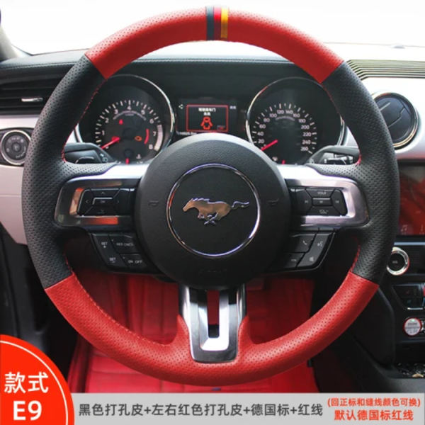 DIY handsydd högkvalitativ halkfri mockarattstyrningshölje för Ford Mustang 2015-2019 Mustang GT 2015-2019 style 6