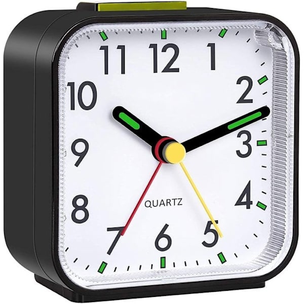 Tystgående analog väckarklocka utan tickande med snooze-funktion, ljusfunktioner och batteridrift, bärbar väckarklocka för barn
