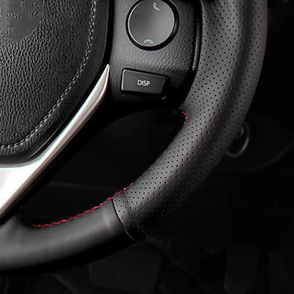 Anti-halk svart läder rattfläta för Toyota RAV4 2013-2019 Corolla 2014-2019 Auris 2013-2016 Scion iM 2016