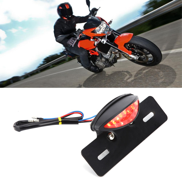 Motorsykkel Baklykt Universal Retro LED Bremse Nummerskiltlys Indikatorlys (svart)