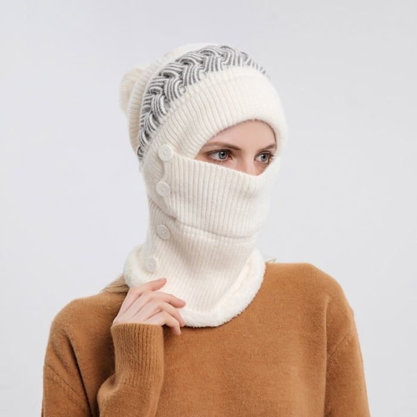 Vinterhalsdukar för damer, 2 stycken, vintervarmt nackskydd för kvinnor, stickad mössa, halsduk och mask i 1