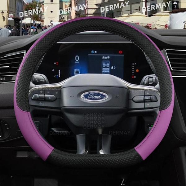 För Ford Mondeo MK5 V 2022 2023 Dermay Bilrattstyrningshölje 9 Färger PU Läder Halkskyddande Biltillbehör Snabb D shape Purple