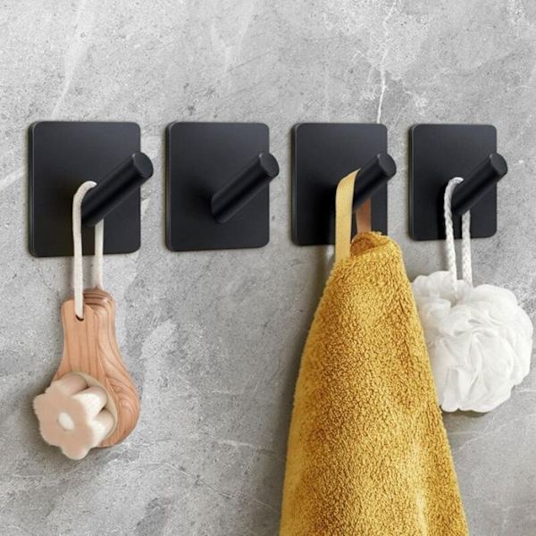 Kraftig självhäftande krok, 4-pack badhandduk krok, självhäftande väggkrok för badrum/kappa/badrock/kök