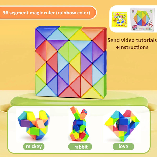 24-72 Segment Magisk Linjal Orm Kub Multi-Färg 3D Pussel Fidget Leksaker Transformerbara Kuber Barn Utbildning Leksaker Gåva Cubo Magico A 36 segments