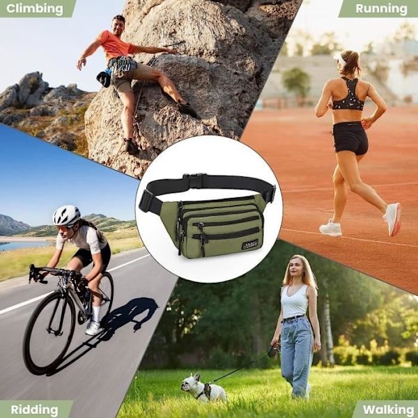 Midjeväska Fanny Pack Bältesväska För Män Kvinnor, Med 6 Fickor Och Justerbart Bälte, Vattentät Midjeväska För Utomhussport