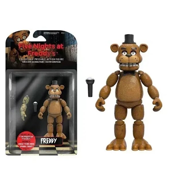 Fem nätter hos Freddy Freddy Fazbear actionfigur PVC mobiltelefon med rörliga leder guldmodell leksakssats byggklossar 15-with box