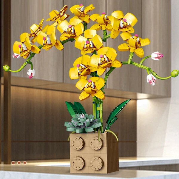 Byggstenblommor orkidéserie bonsai flicka bygg leksaksblommor vuxen blomsterarrangemang monteringsleksaker för gåvor Without box 1036PCS