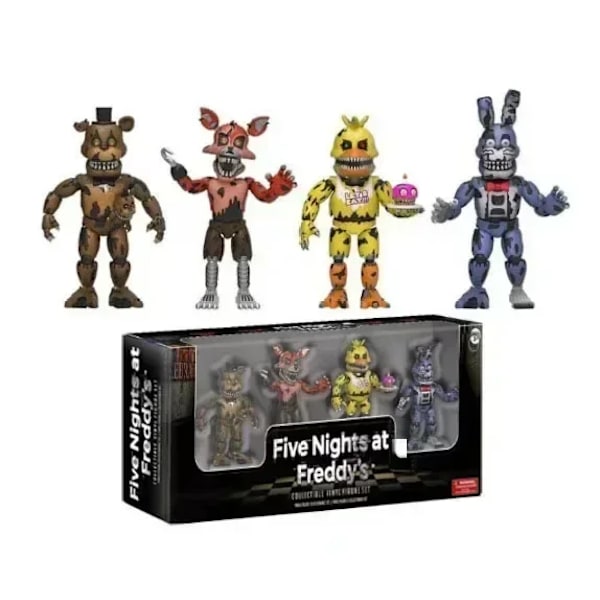 Fem nätter hos Freddy Freddy Fazbear actionfigur PVC mobiltelefon med rörliga leder guldmodell leksakssats byggklossar 17-with box