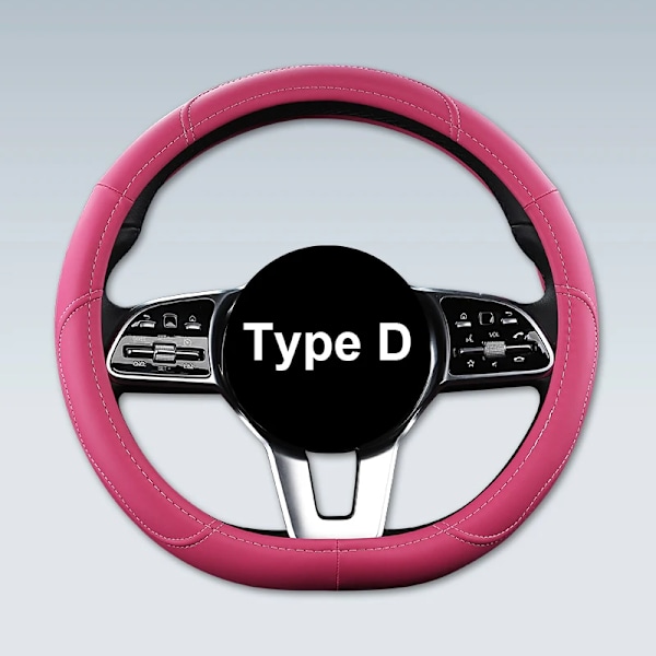 Motocovers bil anti-halk läder rattöverdrag universell bil ratt skyddande överdrag mode stil 38cm rosa Type D peach