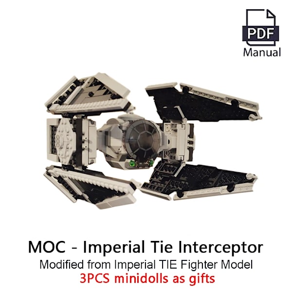 418 delar Tie Interceptor Defender MOC byggstenar Imperial Fleet Emperor Royal Guard Fighters DIY tegel rymdsamling leksaker 418Pcs Parts QR Code PDF Guide