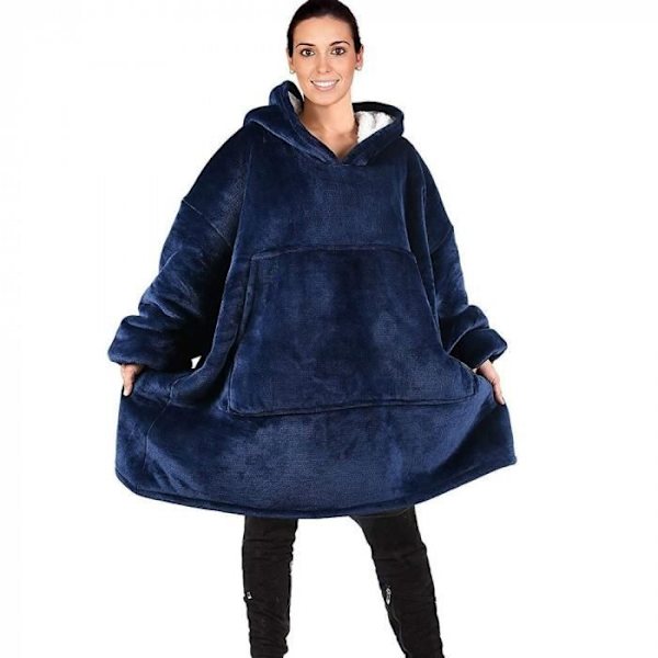 Grå Version - Vinter Oversized Filt Med Ärmar Dam Fleece Hoodie Varma Sweatshirts Jätte TV Klänning