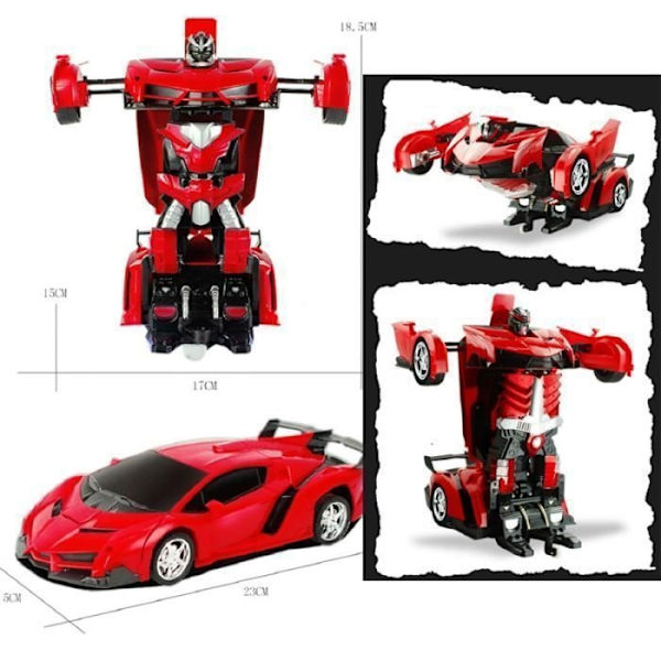 2-i-1 Rc Sport Transformationsbil Robot Fjärrkontroll Deformationsbilsleksak Red, black and white