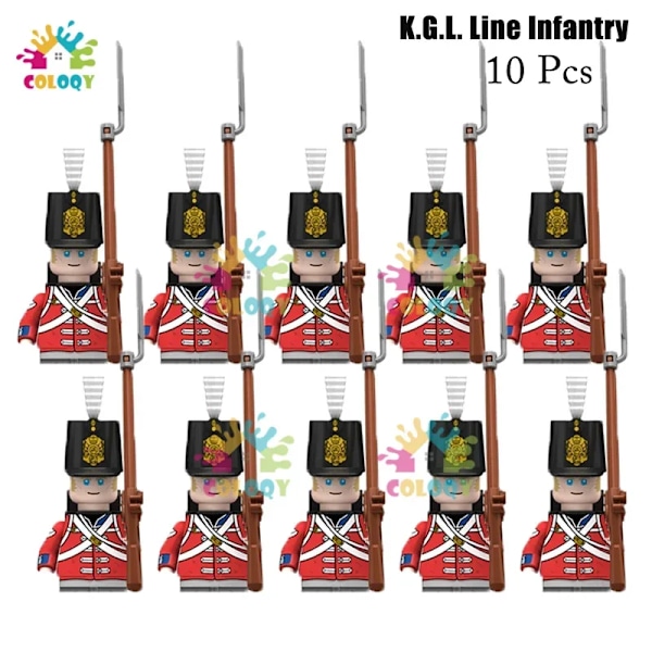 Leksaker för barn Napoleonkrigen infanteri byggklossar franska lansörer mini actionfigurer leksaker för juguetes julklappar 10pcs(.132)