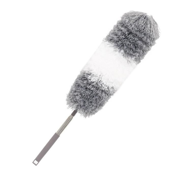 Teleskopisk dammvippa längd från 60 cm till 140 cm tvättbar grå och vit Gray and White