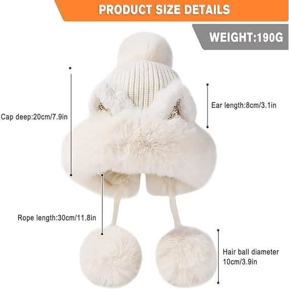 Peruansk damhatt med vit pompom - Chic och varm för vintern White