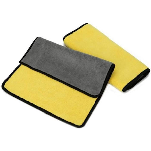 2 st Förtjockade rengöringsdukar i mikrofiber, superabsorberande bilvättshandduk, luddfritt, 30*30 cm yellow, gray