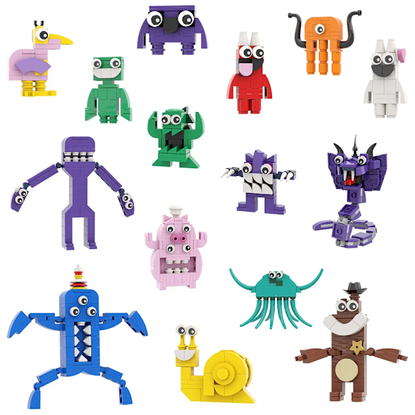 Garten of Banban Lego-liknande spel Grön-huvad monster flamingo MOC modellbyggstenar barns utbildningsleksaker yellow snail