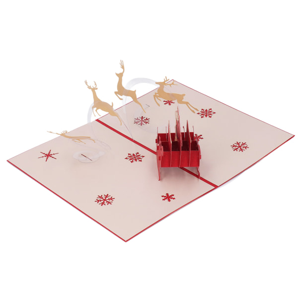 3D julekort håndværk smukt indgraveret hjortevogn 3D popup lykønskningskort til skrivevelsignelse