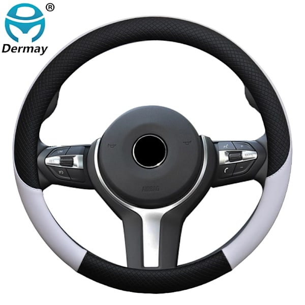 100% Dermay Märkesläder Universal Bilrattstyrningsöverdrag 37cm-38cm Bilstyling Sport Auto Rattöverdrag Halkskydd PURPLE