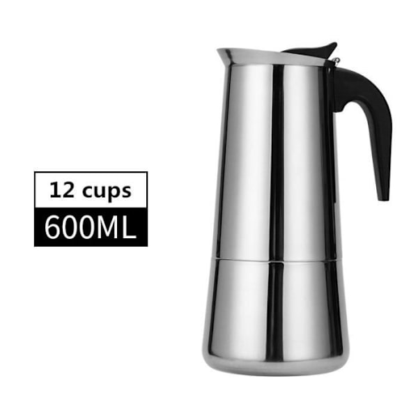 Kaffebryggare - Tekanna, 12 Koppar - 600 ml - A - Åttkantig kaffebryggare i rostfritt stål, stor kapacitet 600 ml, 12 koppar, för espresso