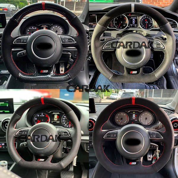 Cardak svart mocka rattöverdrag rattfläta för Audi S3 A5 A7 RS7 S7 SQ5 S6 S5 RS5 S4 RS4 2012-2018 Style 3
