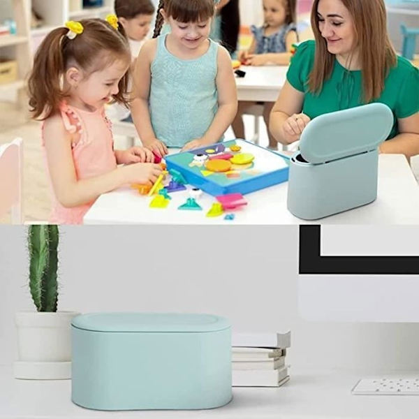 Papperskorg för kontoret - Pop-Up Modell - Blå Färg - PP Material - 22X13X11Cm Blå