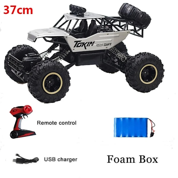 4wd 1:12 / 1:16 RC-bil med LED-lampor 2.4g radio fjärrkontroll bilar buggy terrängkontroll lastbilar leksaker för barn 37cm Silver