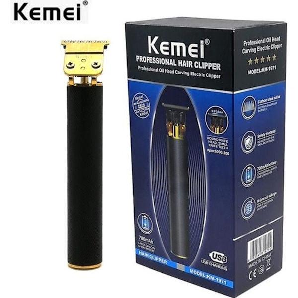 Kemei 1971 Pro Li T-Outliner Skeleton Kraftfull Sladdlös Trimmer Män Skallig Hårklippare Finishing Maskin