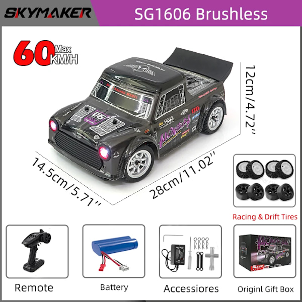 Sg1605 sg1606 sg1603 sg1604 pro 1/16 rc bil hög hastighet 2.4g borstlös 4wd 1:16 drift fjärrkontroll racing bil leksaker för pojkar SG1606-Brushless-1B