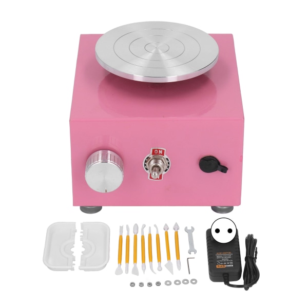 Mini keramikhjul Levande rosa stabilt skivspelare Kompakt handfat Stil Barn keramikhjul för barn keramik 100‑240V EU-kontakt