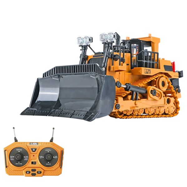 RC-grävmaskin/bulldozer 1/20 2,4 GHz 11-kanals RC-byggfordon, pedagogiska leksaker för barn med ljus och musik 9CH-Bulldozer