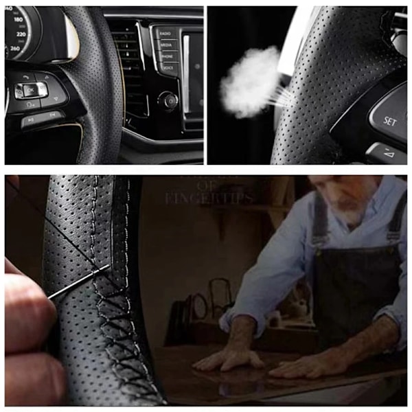 Handsytt svart konstläder rattöverdrag för Skoda Octavia 2009-2013 Citigo 2011-2012 Roomster Fabia