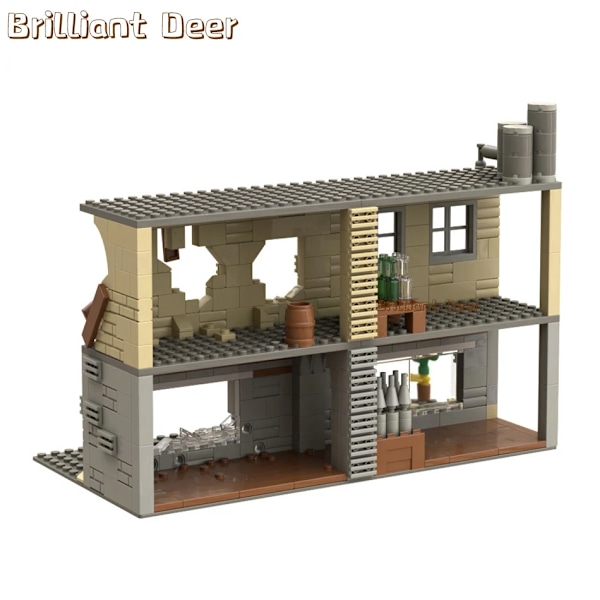 Försvunna ruiner byggnader moc pubg militärbas diy scener byggklossar set delar för armé soldat figurer pojkar leksaker 503PCS