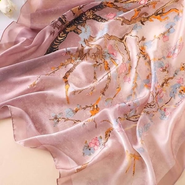 Damscarf Siden Satin Scarf Tryckt Scarf Leopard Wraps Satin Scarf Vacker Blomsterscarf Chlecouleurs