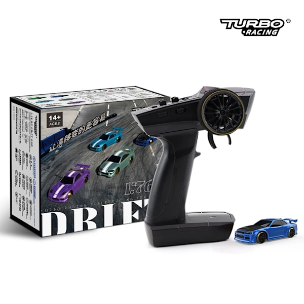Turbo racing 1:76 c61 c62 c63 c64 c74 c72 full scale mini fjärrstyrd bil rc hög simulering skrivbords rtr kit barn vuxen c64 blue