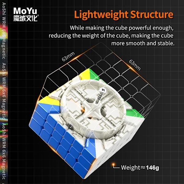 Aoshi Wrm 6X6X6 Magnetisk Magisk Speed Cube Stickerless Professionell Fidget Leksak Aoshi Wr M Cubo Magico Pussel aoshi wrm 6x6