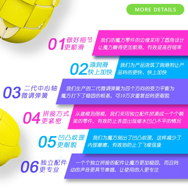 [Fanxin Fruit Cube Series] Banan Citron Persika Päron Apelsin Oregelbunden 3X3X3 Förskola för Barn Lemon Cube
