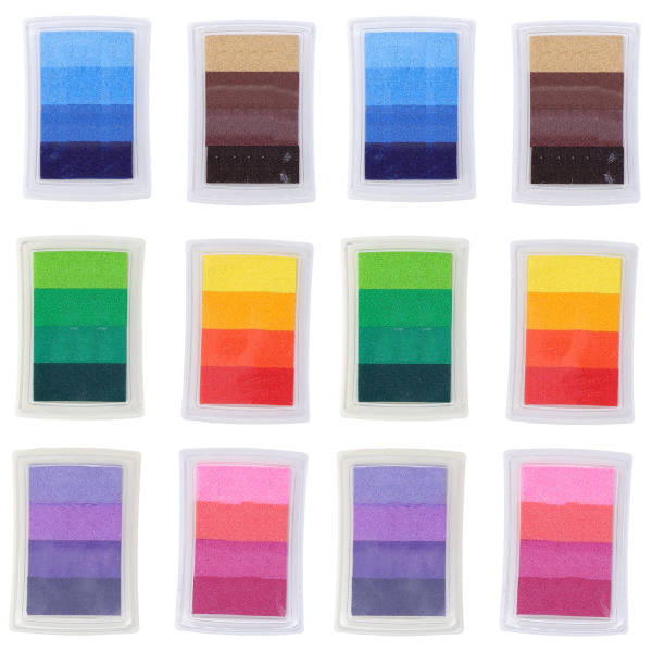 12 stk 4 farver gradient blækpudesæt Farverigt DIY Craft Card Gavefremstillingsstempelpuder