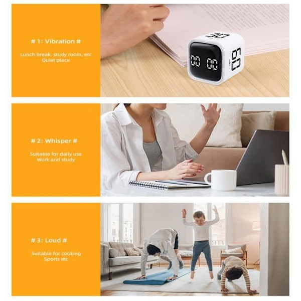 Kökstimer - Qingque - Led Digital Timer - Vit - G-Sensor - 500 Mah White
