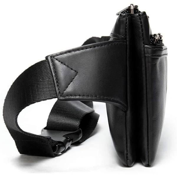 Midjeväska för män och kvinnor, super lätt läderväska crossbody-väska (svart) Black