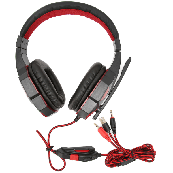 Gaming Headset Lysende justerbart volum 3,5 mm Gaming Headset med mikrofon for PCBlack Red
